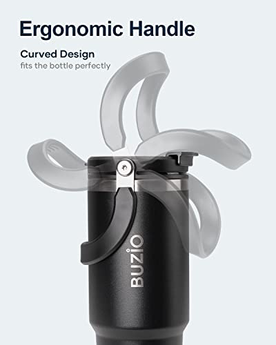 BUZIO 30 oz Tumbler with Handle, Insulated Tumbler with1 2-in-1 Lid and Straw, Stainless Steel Vacuum Insulated Iced Coffee Tumbler Cup Water Bottle for Water, Iced Tea or Coffee, Smoothie - Image 3