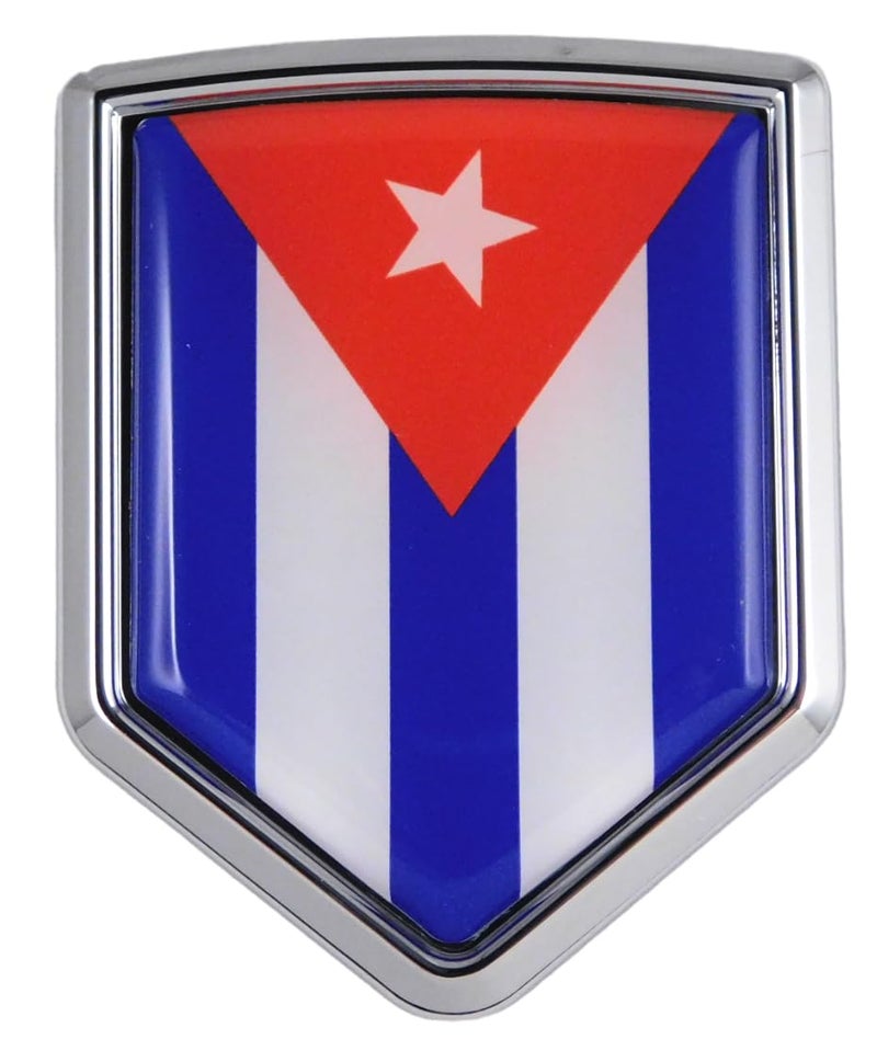 Car Chrome Decals Cuba Cuban Flag Decal Car Chrome Emblem Sticker 3D Decal by Car Chrome Decals Shield Shape - Image 3