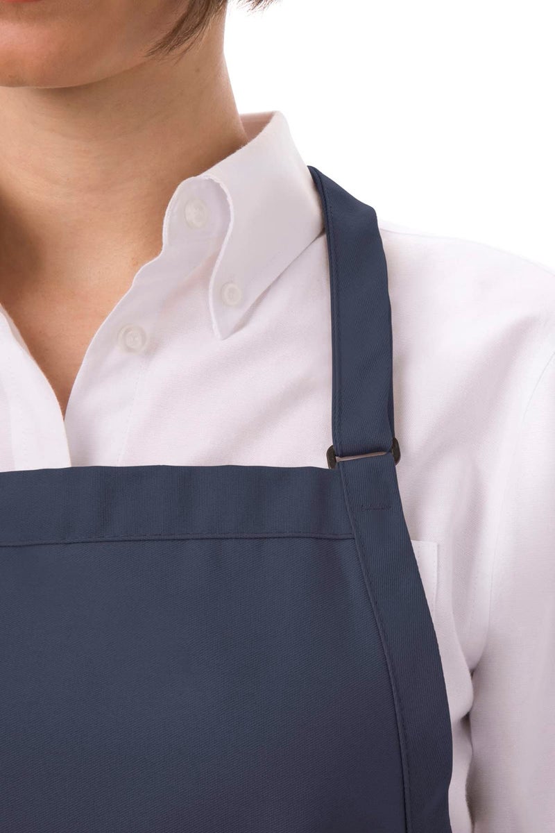 Chef Works Unisex Two Patch Pocket Bib Apron, Navy, One Size - Image 2