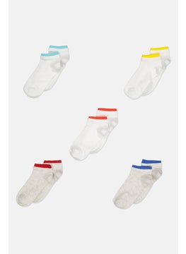 RBX Kids Boy 5 Pairs Non Terry Ankle Socks, White  - Image 1