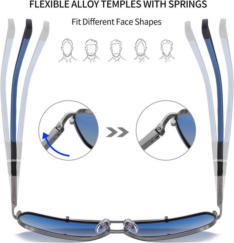 Joopin Polarized Sunglasses for Men Lightweight Metal Frame Military Style Mens Womens Shades UV400 Large Sunglass - Image 4