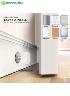 BSTWSH 2 Pack Door Stoppers Stop with Extra Stickers, Self-Adhesive Door Stops with Black Rubber Bumper & Stainless Steel Body - Heavy Duty Door Knob Wall Protector Sound Dampening for Home & Office Use  - Image 4