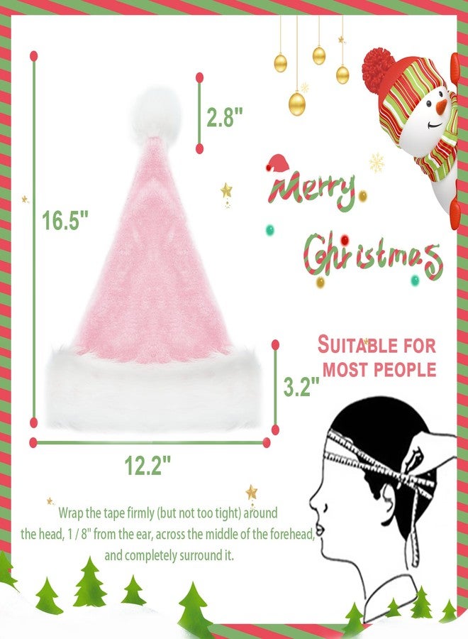 QTKJ Santa Hat, Christmas, Pink Xmas Holiday Hats, Thickened Soft Velvet Fabric, Christma Gifts for Women and Men, Christmas Eve New Year Festive Party Supplies Decorations - Image 3