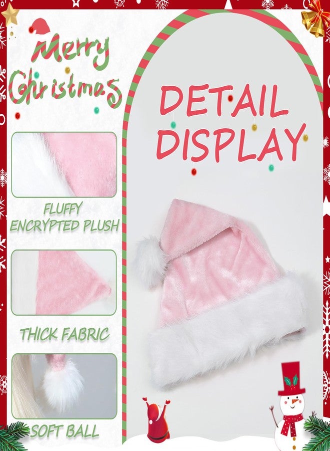 QTKJ Santa Hat, Christmas, Pink Xmas Holiday Hats, Thickened Soft Velvet Fabric, Christma Gifts for Women and Men, Christmas Eve New Year Festive Party Supplies Decorations - Image 4