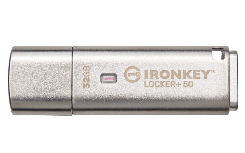 Kingston Ironkey Locker+ 50 32GB Encrypted USB Flash Drive | USB 3.2 Gen 1 | XTS-AES Protection | Multi-Password Security Options | Automatic Cloud Backup | Metal Casing | IKLP50/32GB,Silver - Image 1