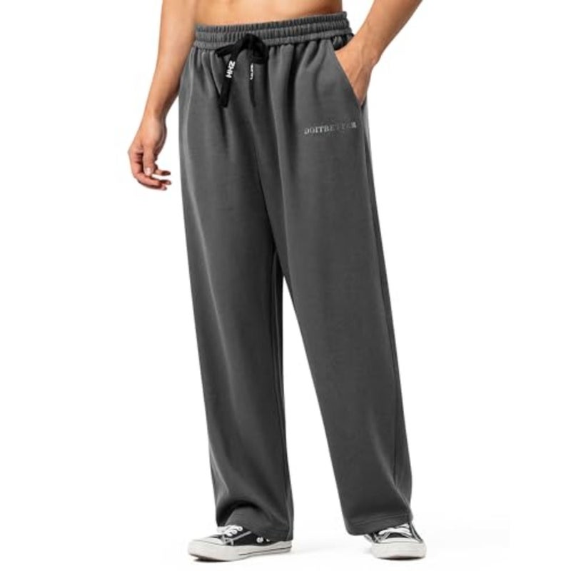 mens Y001 Sweatpants for casual wear, cotton blend fabric, black color, relaxed fit and ribbed cuffs - Image 1