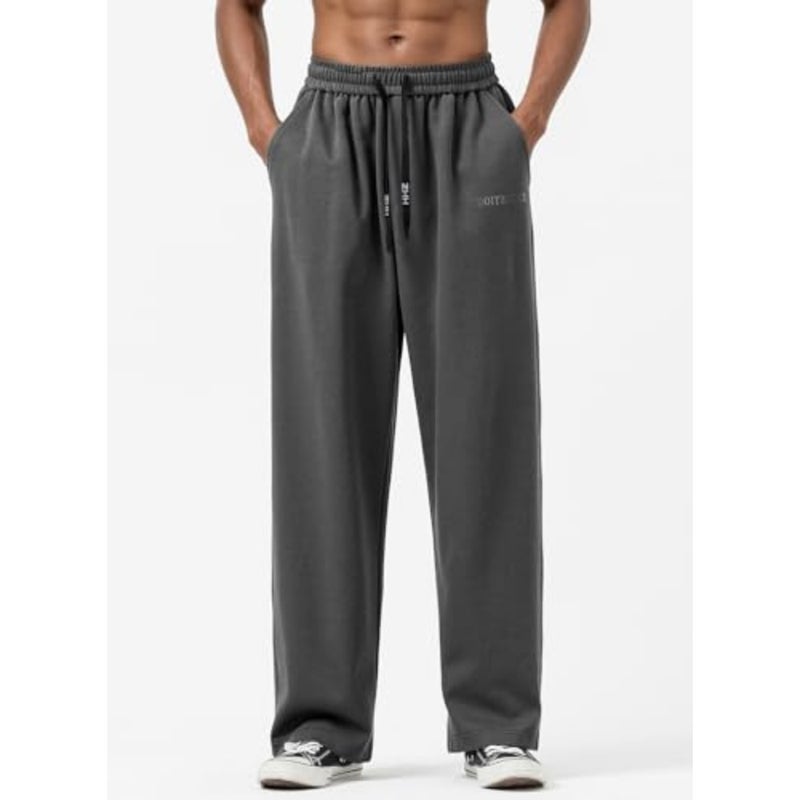 mens Y001 Sweatpants for casual wear, cotton blend fabric, black color, relaxed fit and ribbed cuffs - Image 2