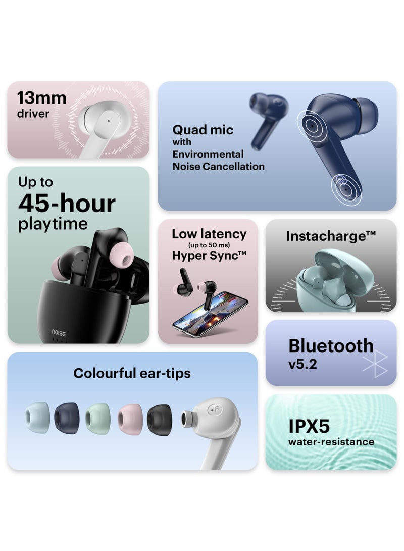 Noise Buds VS104 | Truly Wireless Earbuds with 45H Playtime | Quad Mic ENC | Instacharge | 13mm Driver | Low Latency | Bluetooth v5.2 - Snow White - Image 2