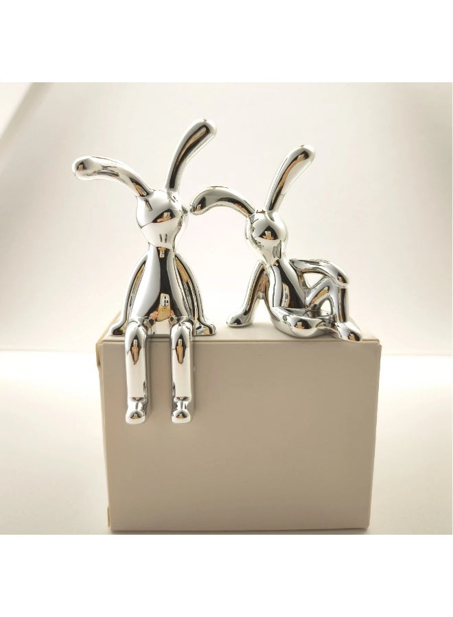  أورا سيليكت ديكورات سيارة أرنب، طقم زينة مكتب منزلي مكون من قطعتين لوحدة التحكم المركزية والشاشة والرف، مجسمات لطيفة ذات أرجل طويلة - Image 5