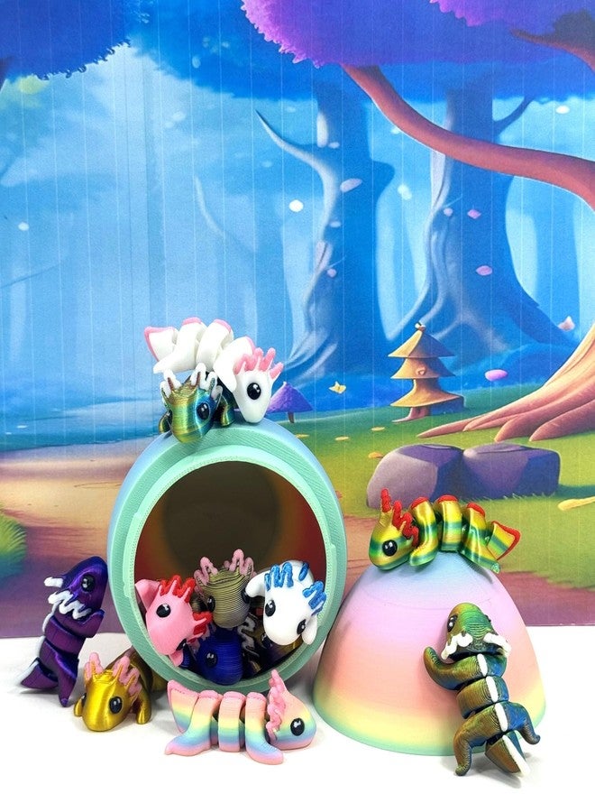 12pcs 3D Printed Articulated Mini Axolotl with Egg, Colorful Fidget Mini Axolotl Figures, Tiny Animal Figures, Birthday Party Decorations MA003-SET-RE - Image 4