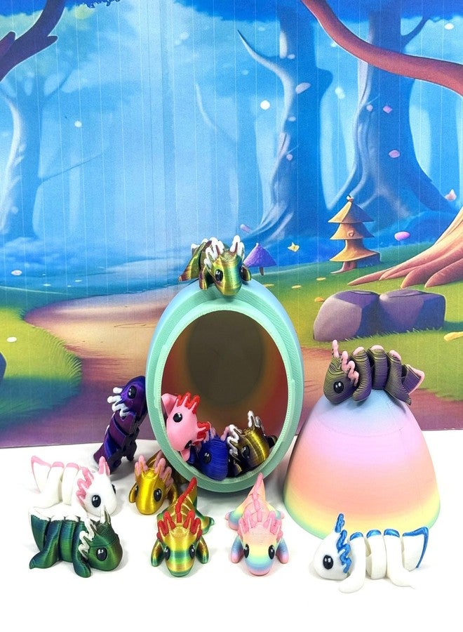 12pcs 3D Printed Articulated Mini Axolotl with Egg, Colorful Fidget Mini Axolotl Figures, Tiny Animal Figures, Birthday Party Decorations MA003-SET-RE - Image 3