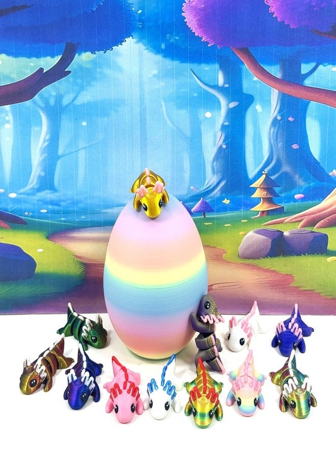 12pcs 3D Printed Articulated Mini Axolotl with Egg, Colorful Fidget Mini Axolotl Figures, Tiny Animal Figures, Birthday Party Decorations MA003-SET-RE - Image 1