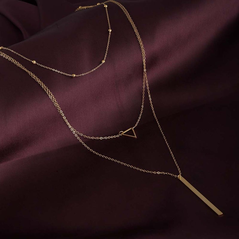 PALMONAS 18k Gold Tone Plated Layered Luxe Necklace
 for Women - Image 2