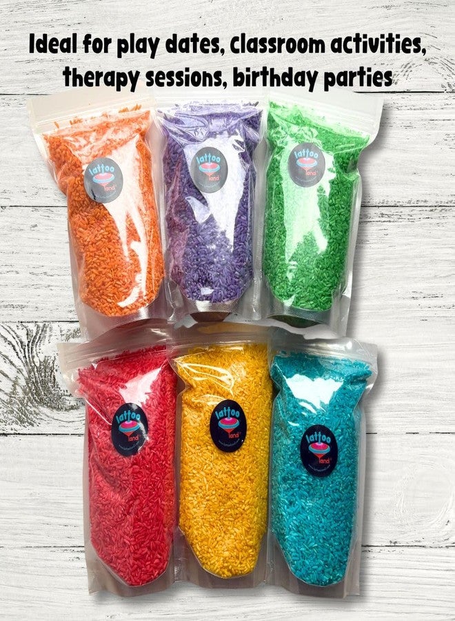 Lattooland 6 Colored Rice Sensory Bin Filler 6 LB (1 LB Each)| Non-Toxic & Child-Safe Montessori Sensory Play for Toddlers | Sensory Table Filler | Color Sorting & Perception | Learning Activity - Image 4