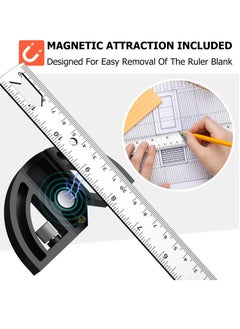 Generic Woodworking Scribing Angle Ruler, 300mm Angle Protractor Stainless Steel Marking Ruler, Precision Engineer Woodworking Rule for Length Measurement, DIY, Line Marking, Circle Drawing  - Image 5