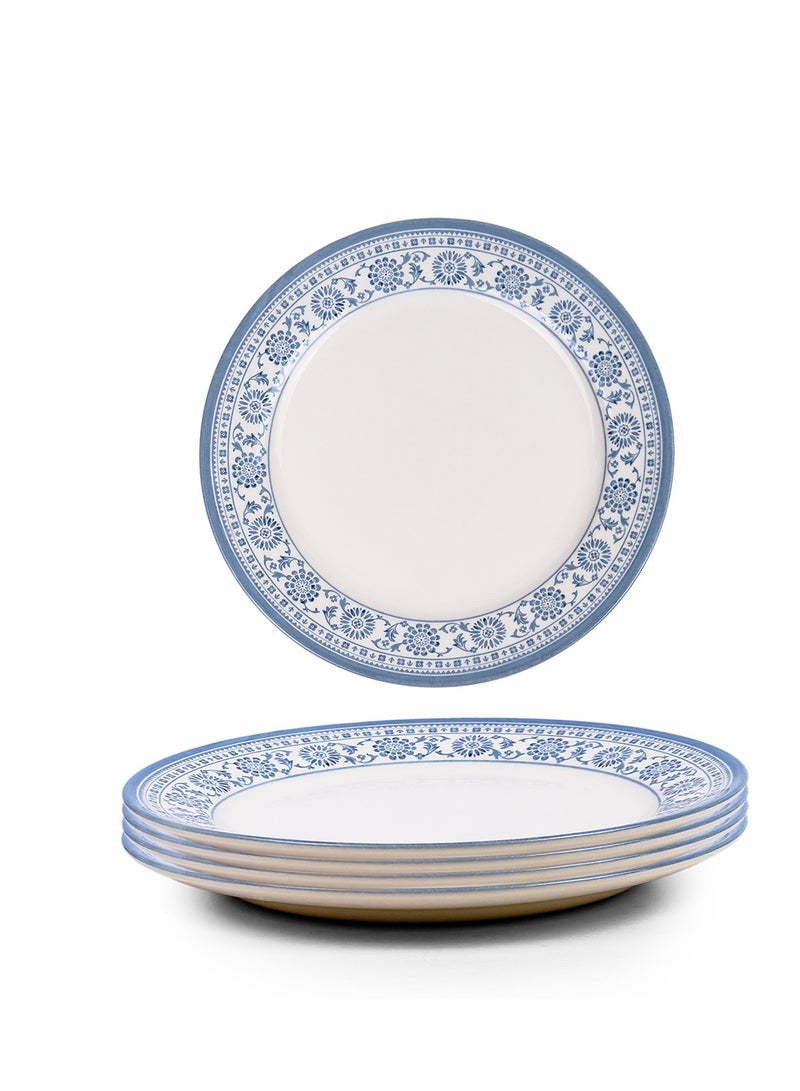 Claytan Plethora 10.5 inch Porcelain Dinner Plate (Blue & White, Set Of 4) - Image 1