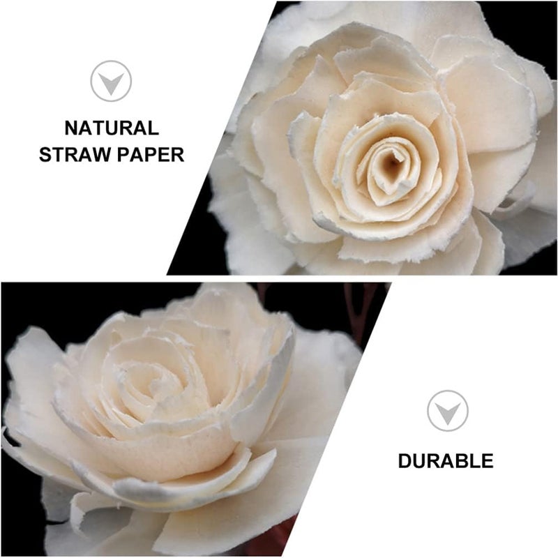 cheekyglo Wood Flowers 6pcs Flower Diffuser Sticks Peony Flower Diffuser for Home Fragrance Replacement Essential Oil Aroma Diffuser Sticks White 4. 5cm Aroma Flowers - Image 4