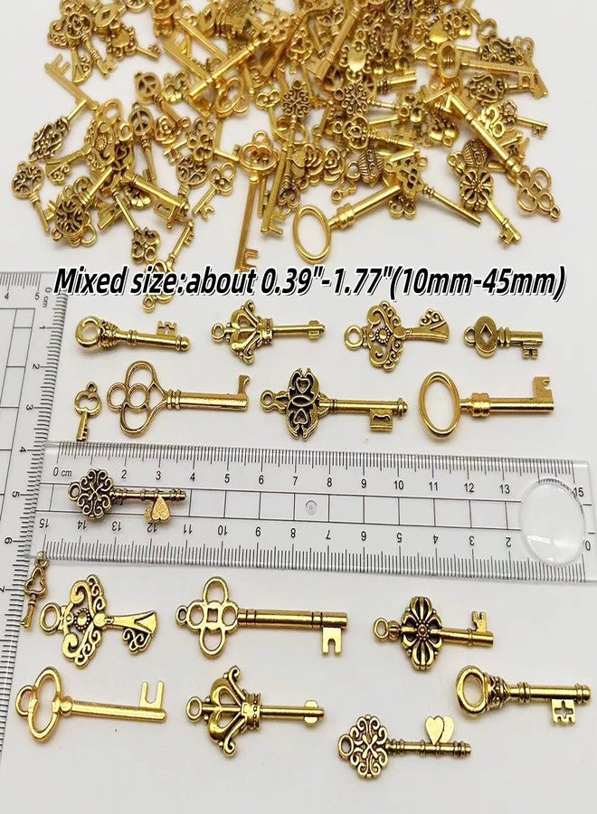 مجموعة YYHDTYFY مكونة من 150 قطعة من تعليقات مفاتيح الهيكل العظمي العتيقة، قلادات ذهبية بتصميمات متنوعة، مثالية لصنع سلاسل المفاتيح والأقراط والقلائد والأساور والمجوهرات، هدايا لحفلات الزفاف - Image 4