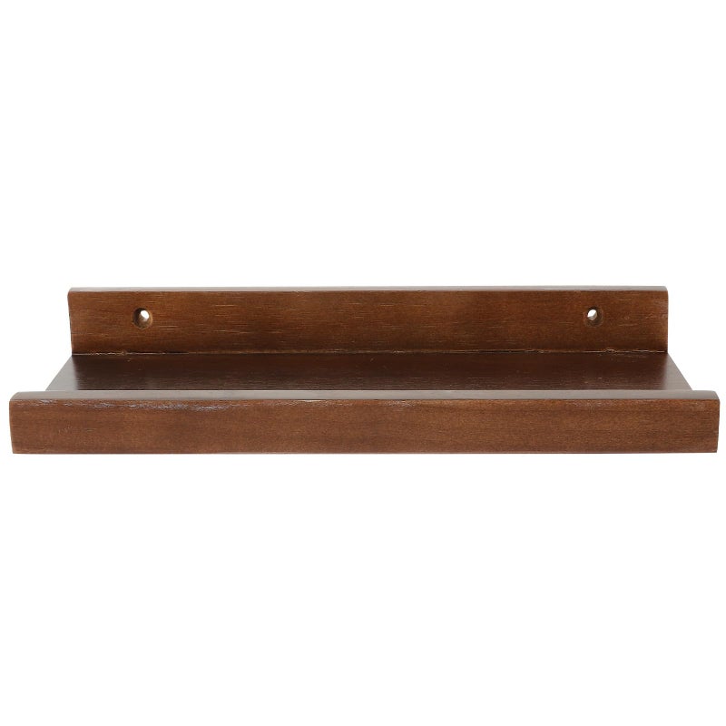 Floating Wood Shelf Wall Mounted Display Rack Pine Walnut For Small Items Decor - Image 2