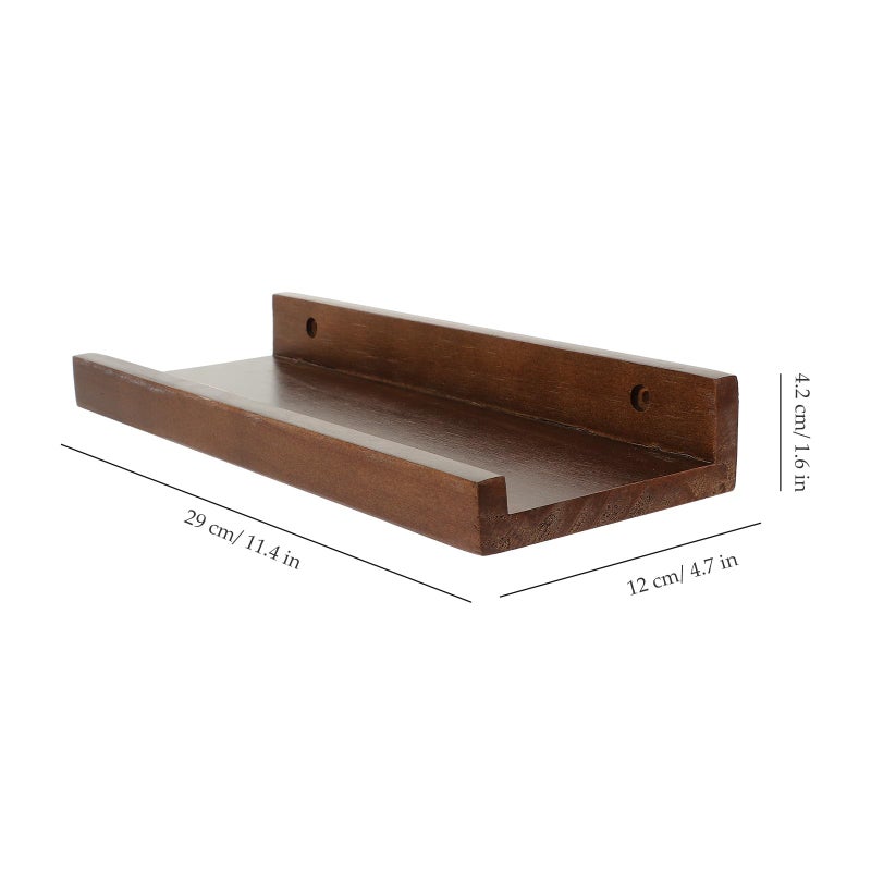 Floating Wood Shelf Wall Mounted Display Rack Pine Walnut For Small Items Decor - Image 4