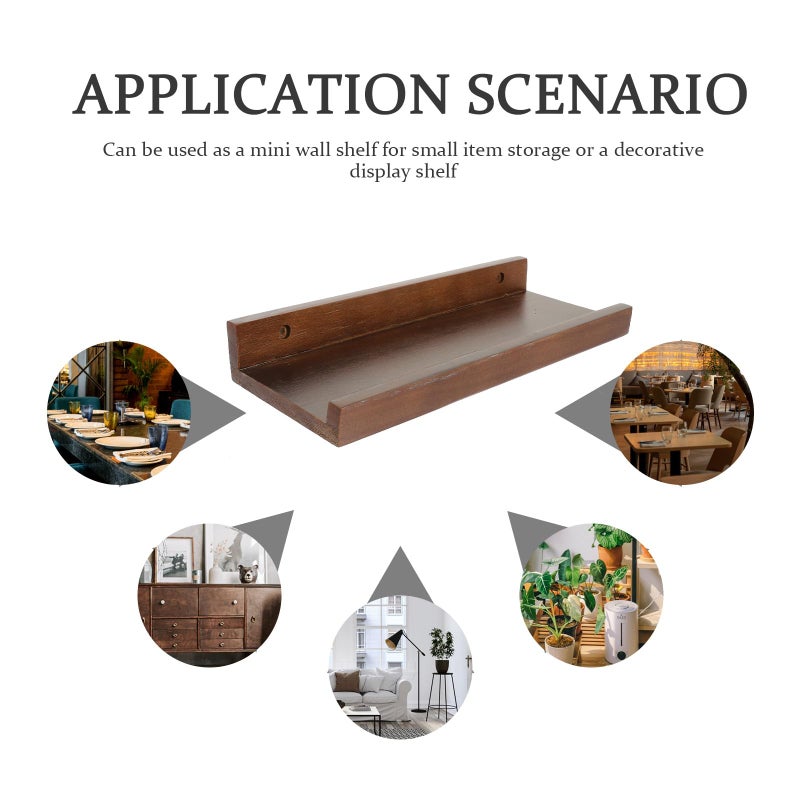 Floating Wood Shelf Wall Mounted Display Rack Pine Walnut For Small Items Decor - Image 5