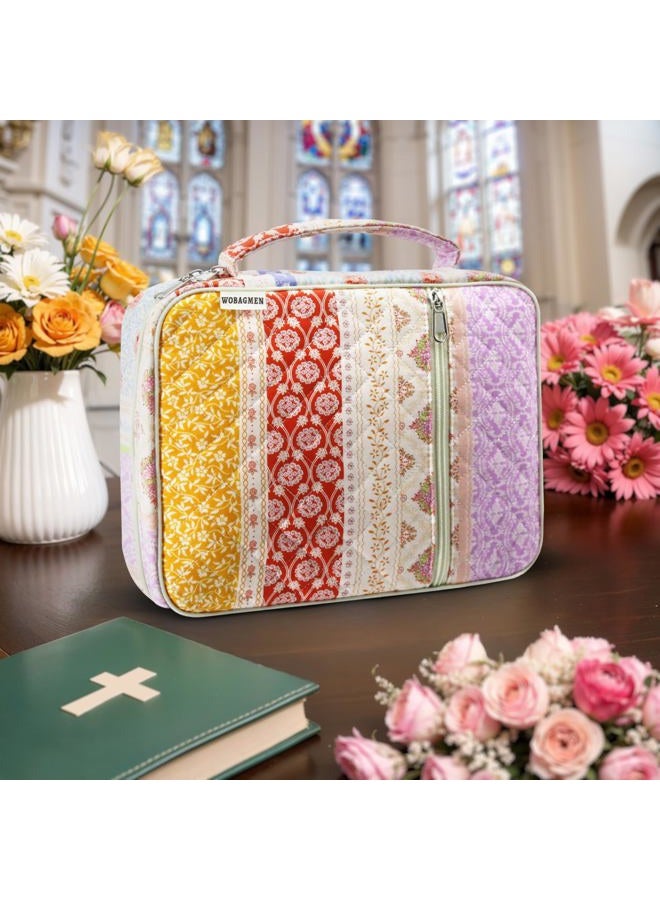 WOBAGMEN Bible Cover Case for Women,Large Bible Tote Bags Organizer Quilted Carrying Case for Girls,Bible Study Supplies Accessories Christian Gifts for Women(Yellow Floral, M) - Image 3