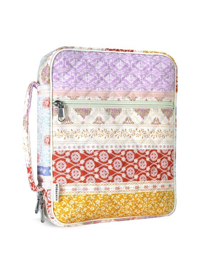 WOBAGMEN Bible Cover Case for Women,Large Bible Tote Bags Organizer Quilted Carrying Case for Girls,Bible Study Supplies Accessories Christian Gifts for Women(Yellow Floral, M) - Image 1