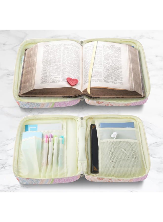 WOBAGMEN Bible Cover Case for Women,Large Bible Tote Bags Organizer Quilted Carrying Case for Girls,Bible Study Supplies Accessories Christian Gifts for Women(Yellow Floral, M) - Image 4