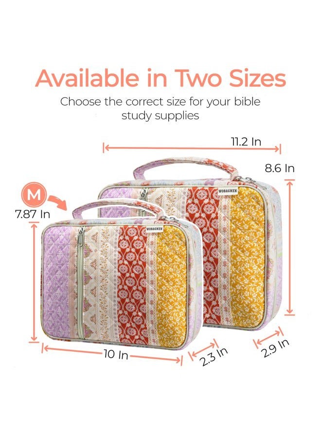 WOBAGMEN Bible Cover Case for Women,Large Bible Tote Bags Organizer Quilted Carrying Case for Girls,Bible Study Supplies Accessories Christian Gifts for Women(Yellow Floral, M) - Image 2