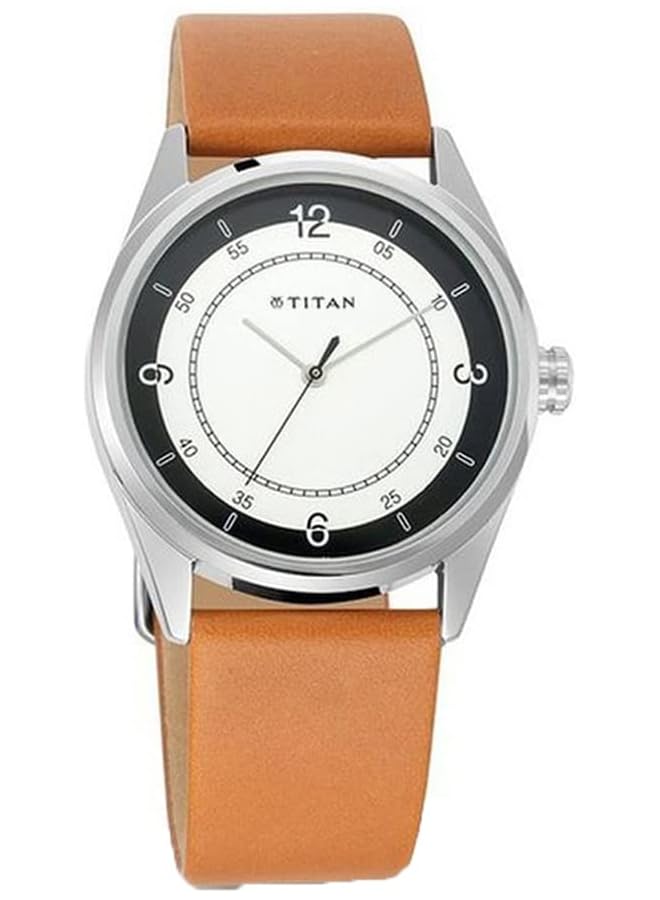 تيتان ساعة Workwear 1729Sl03 دائرية تناظرية بسوار جلدي للرجال، لون بني - Image 1