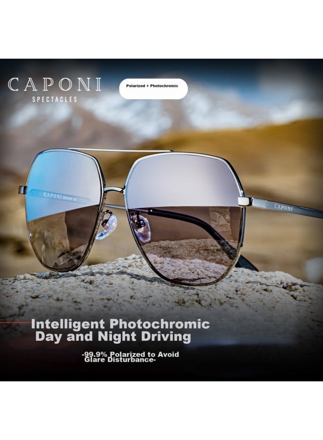 Caponi Polarized Photochromic Sungl For Men, Driving-specific Night Vision Gl, Day And Night Dual-use Anti-uv High Beam - Image 1