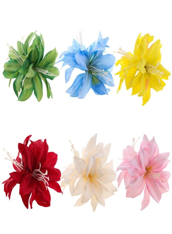 ALIMITOPIA Flower Hair Clip Bohemia Hawaiian Fabric Artificial Lily Flower Alligator Hair Clip Hairpin Barrette Headdress Bobby Pins Headwear Hair Accessories(5.9 inches;6pcs) - Image 1