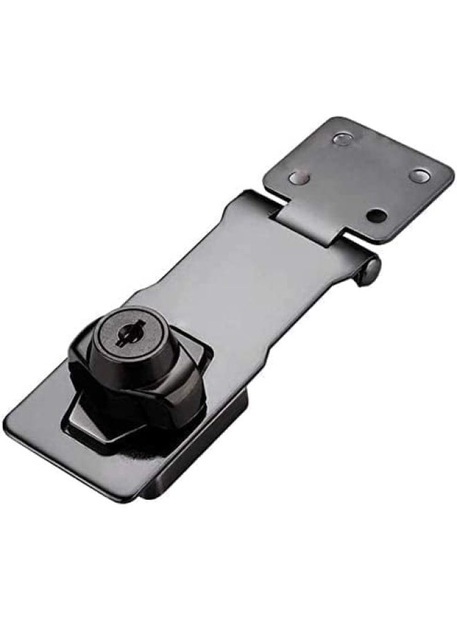 ROBUSTLINE Hasp Locks Twist Knob Keyed Locking Hasp For Small Doors Cabinets And More Chrome Plated Hasp Lock Catch Latch Safety Lock Black 2.5Inch - Image 2