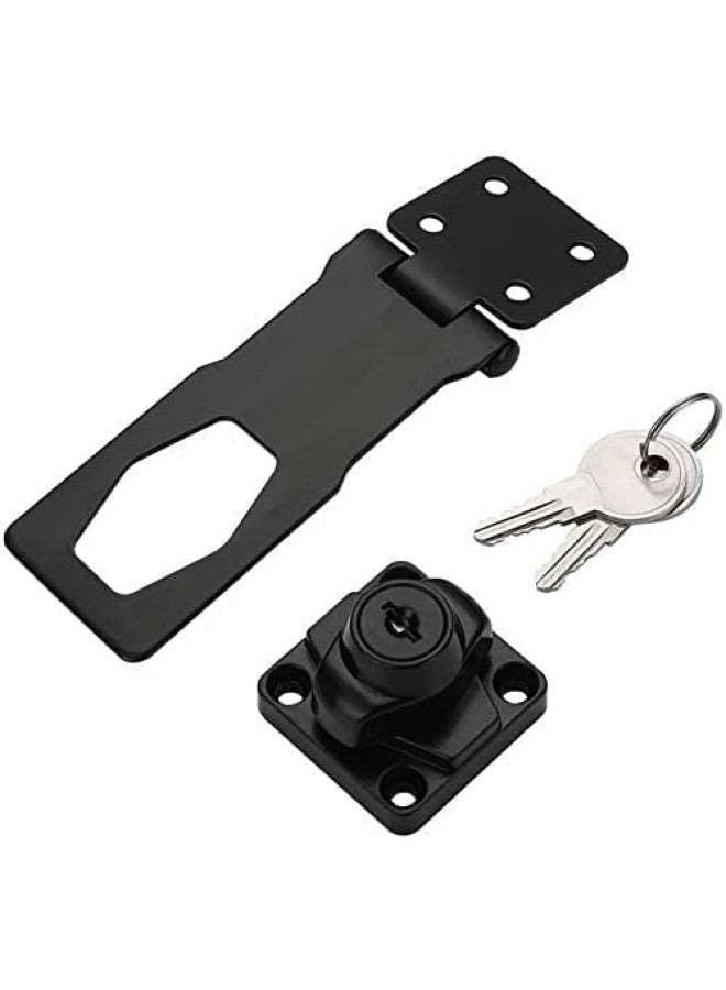 ROBUSTLINE Hasp Locks Twist Knob Keyed Locking Hasp For Small Doors Cabinets And More Chrome Plated Hasp Lock Catch Latch Safety Lock Black 2.5Inch - Image 1