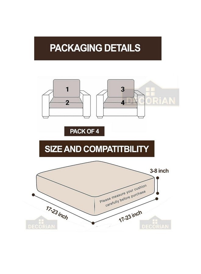 Decorian Soft Velvet Stretchable Printed Solid Sofa Slipcovers, Wooden Sofa Seat Cover, Sofa Back Cushion Covers (Velvet Cream, Pack of 4) - Image 5