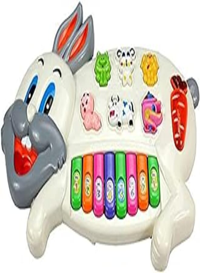 Webby Rabbits Musical Piano With 3 Modes Animal Sounds, Flashing Lights & Wonderful Music