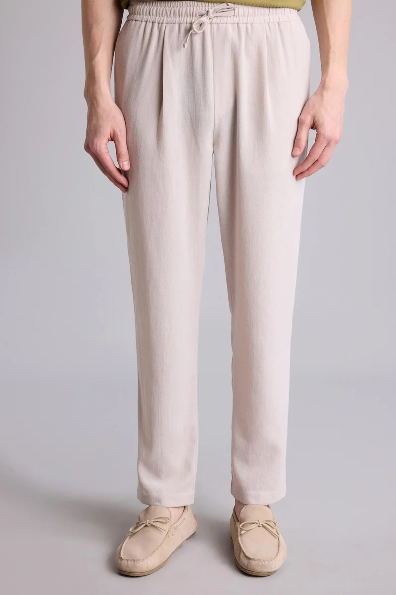 Defacto  Relax Fit Ankle Length Linen Look Trousers for Men | Best Price UAE