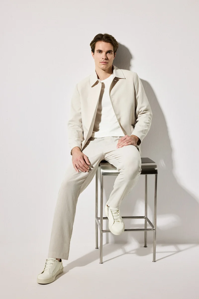 Relax Fit Ankle Length Linen Look Trousers