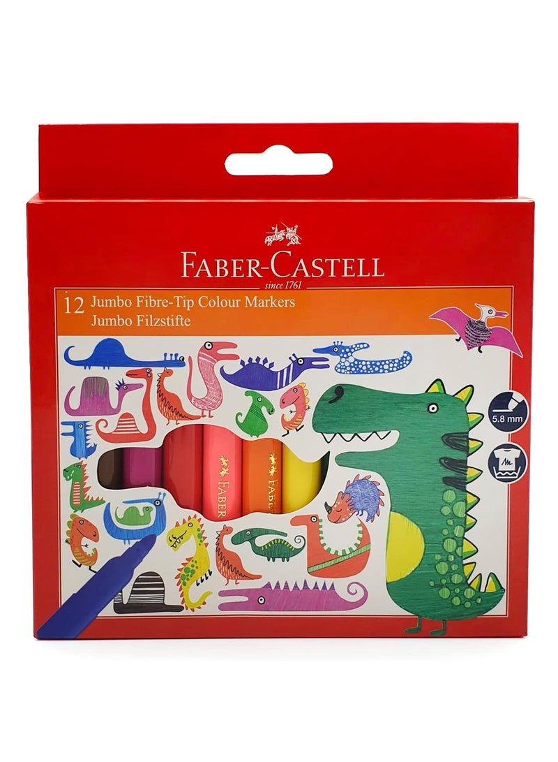 FABER-CASTELL أقلام تلوين بطرف من الألياف الكبيرة مكونة من 12 قطعة - Image 1