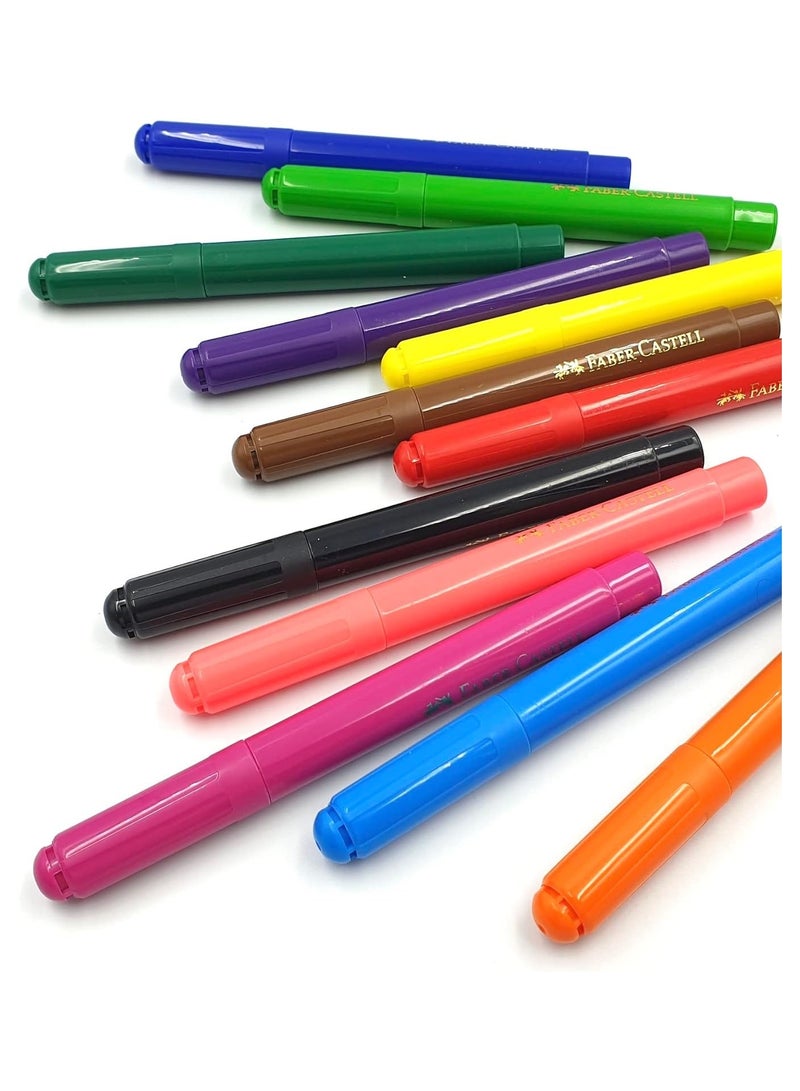 FABER-CASTELL أقلام تلوين بطرف من الألياف الكبيرة مكونة من 12 قطعة - Image 2