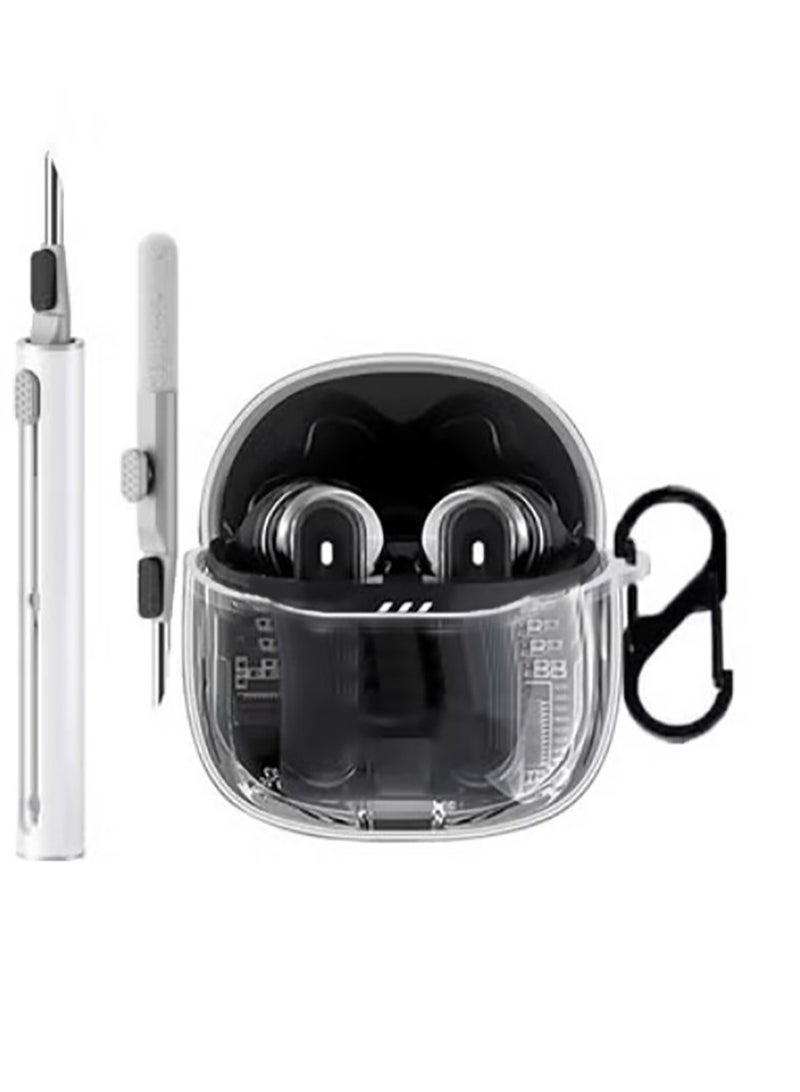 Clear Case for JBL Tune Flex 2 with Cleaner Kit, Clear Soft TPU Protective Case Cover with Keychain Full Protective Case -Clear - Image 1