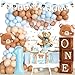 Hombae Beary First Birthday Decoration for Boys Blue Brown Balloon Garland Photo Banner Beary First Backdrop Cute Bear Foil Balloons Highchair Banner 116 Pcs Teddy Bear 1st Birthday Decor - Image 3