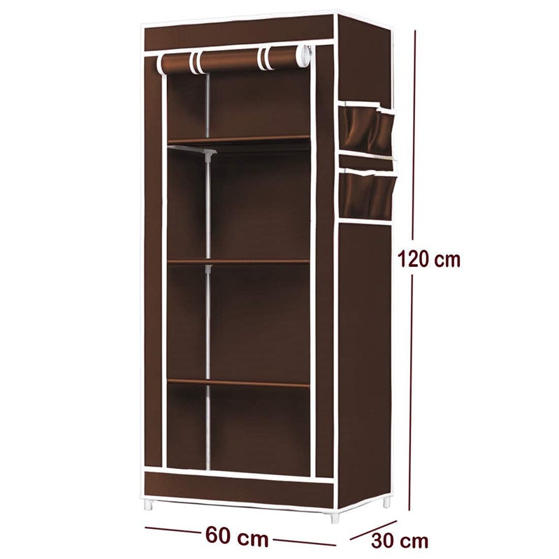 ROBMOB Multipurpose 10Inch 4 Layer Portable Folding Shoe Rack Organizer with Cover BrownMetal - Image 3
