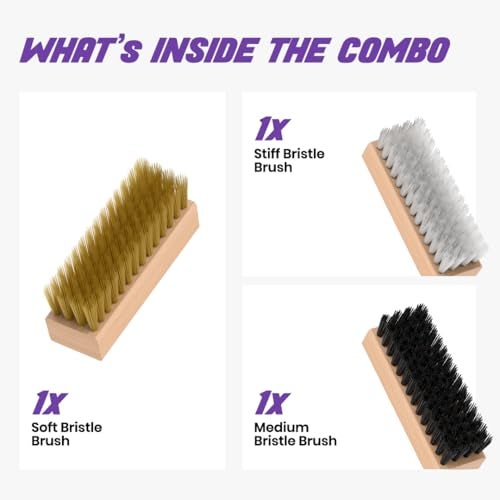 SNEAKARE Shoe Cleaning Brush Pack of 3 - (Soft, Medium, Stiff) Bristle Brush for Sneakers, Leather Shoes, Suede - Shoe Cleaner Tool for Men & Women - Sneaker Cleaner for Dusting, Dirt & Shoes Polish - Image 3