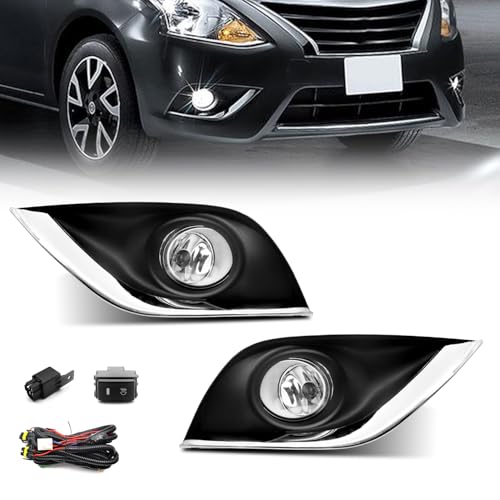 BOXLIGHT Fit for 2015-2019 Versa Fog Lights with Clear Lens Bumper Lamps Kit (Clear Lens) - Image 1
