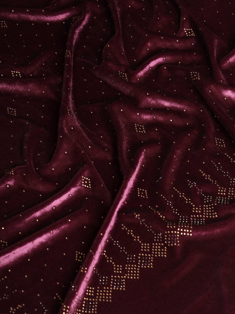 Pashmoda Women Makhamli Velvet Crystal Embellished Stole (Size 72X203 cms) - Image 2