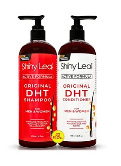 Shiny Leaf DHT Blocker Shampoo and Conditioner for Hair Loss With Biotin For Men, Women, Anti-Hair Loss Treatment, Rosemary Leaf Oil and Asparagus Extracts, for Thinning Hair (Shampoo and Conditioner) (1 Set)  - Image 1