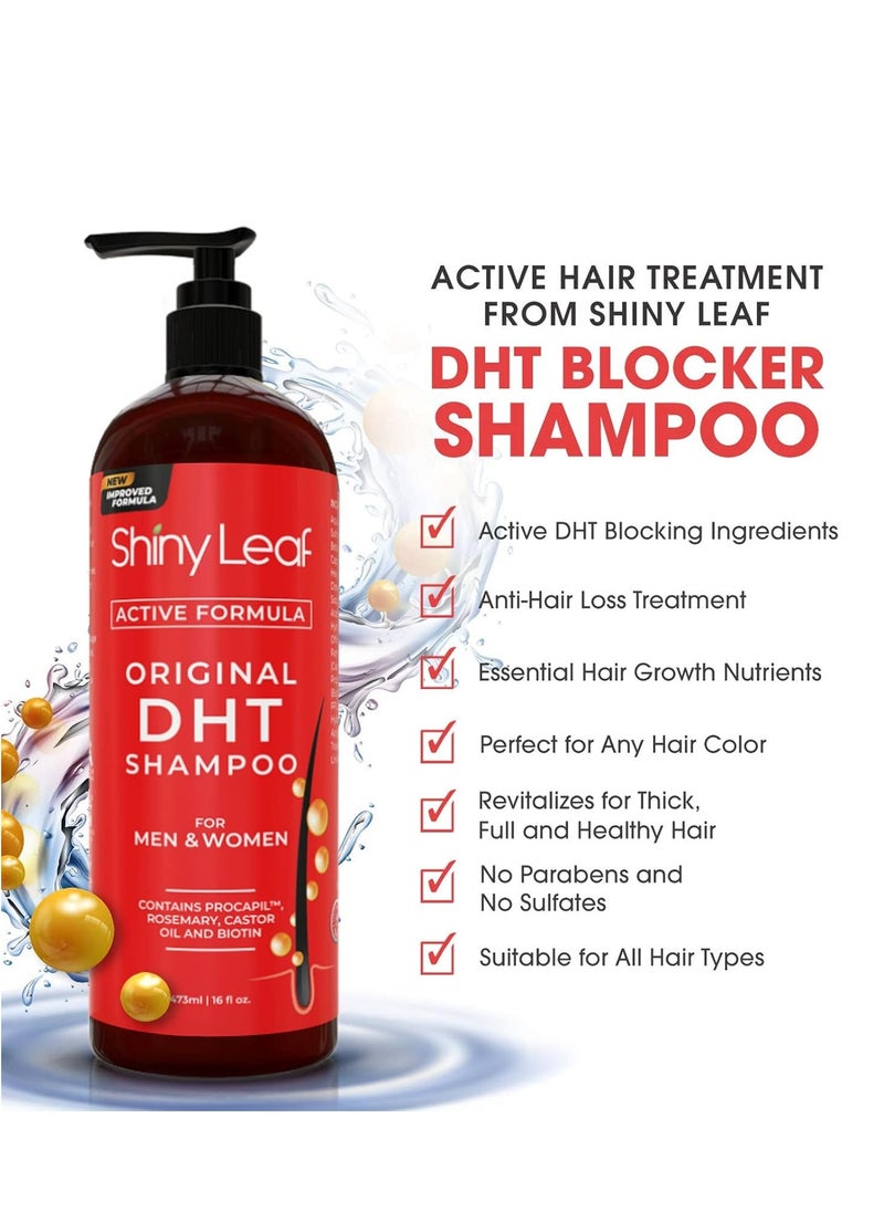Shiny Leaf DHT Blocker Shampoo and Conditioner for Hair Loss With Biotin For Men, Women, Anti-Hair Loss Treatment, Rosemary Leaf Oil and Asparagus Extracts, for Thinning Hair (Shampoo and Conditioner) (1 Set)  - Image 2