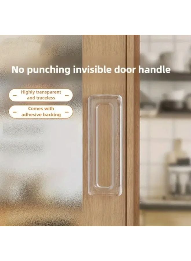 8Pcs Transparent No Drill Door Handles Traceless Adhesive For Drawers Wardrobes - Image 1