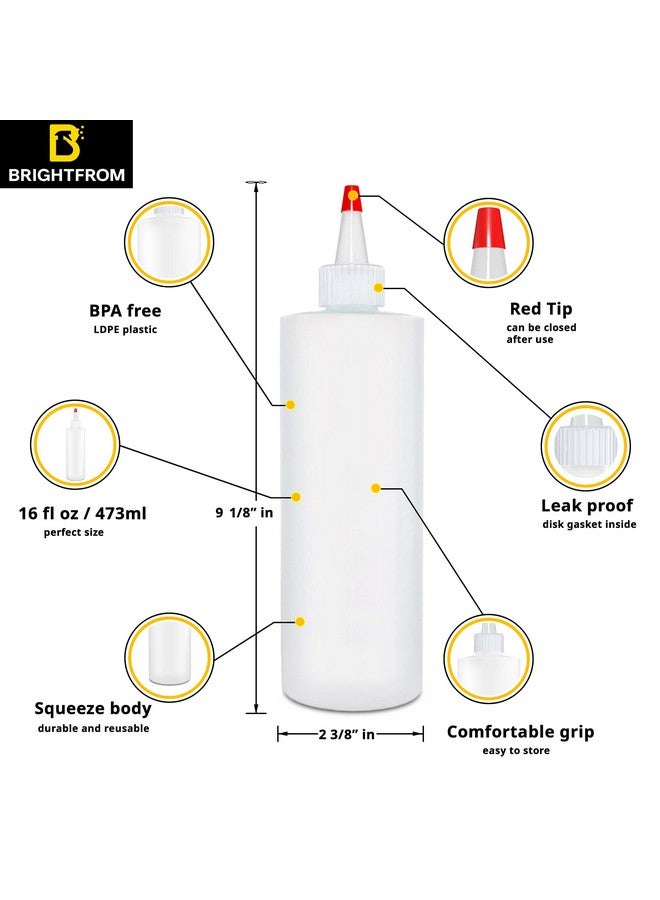 BRIGHTFROM Empty Squeeze Bottles 16 Oz, 2 Pack Squirt Containers With Red Top, Bpa Free For Condiments, Syrup, Ketchup, Sauces, Dressing, Oil, Honey | Arts And Crafts - Leak Proof - Kitchen - Image 2